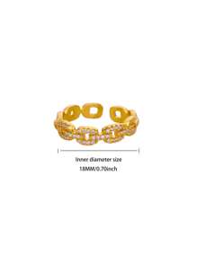 1 pièce Bague vintage en zirconium cubique pour femmes, couleur or, en acier inoxydable, anneau géométrique pour mariage, fiançailles, fête, cadeau de bijoux