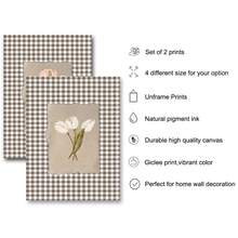 Bộ 2 bức tranh vải canvas in hình hoa tulip thực vật màu nâu không khung, phong cách tối giản, trang trí nhà nông thôn, tranh cổ điển cho căn hộ, phòng khách, phòng ngủ, trang trí nhà hiện đại - Nhiều màu - Xem 7