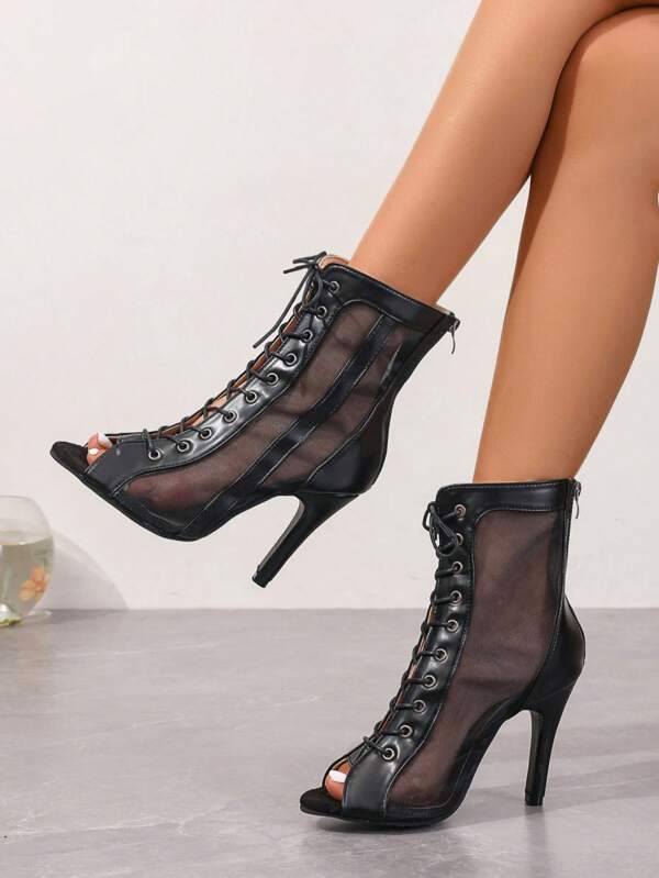 Chaussures à talons aiguilles sexy d'été pour femmes, talons hauts pour danse latine, chaussures à talons creuses pour bottes de femmes, sandales noires souples pour danse de salon, chaussures de danse jazz à semelle souple