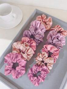 12 Stück rosa Satin Haargummis, elegante Imitat-Seide Haargummis mit hoher Elastizität, Haraccessoires für Frauen