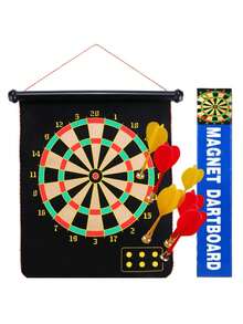 1 套带网格的多尺寸飞镖靶，双面飞镖靶，玩具飞镖靶，室内运动器材，娱乐活动，升级版大型飞镖靶套装，家庭，健身训练，安全，健康运动，操作简便，超酷体验，附带 6 支钢制和塑料飞镖，成人私人空间，酒吧，街机，台球厅，家庭娱乐