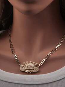 1pc Customized Double-Layer Double Love Flower Crown English Alphabet Letter Personalized Name Necklace, Festival Gift, Suitable For Any Occasion Stylish, All Seasons,Contracted,Simple,Casual,Cuties Custom,Personalized,Unique Ideal Gifts For Her Girlfriend,Mom,Family,Friends,Daughter For Anniversaries,For Valentine's Day,For Mother's Day,For Birthdays,For Graduation,For Daily Wear,For Weddings,For Prom