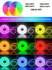 柔性LED灯带，遥控，多种模式，户外防水RGB霓虹灯，音乐同步游戏LED霓虹灯带，适用于卧室、室内家居装饰、派对装饰、DJ迪斯科氛围照明、游戏氛围照明 - 彩色 - 查看 4