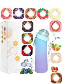 1pc 650ml Air Bottle Tritan Water Bottle Scented Pods Air Scent 0 Sugar Fruit Flavour Up Tritan Plastic Water Drink Bottle With Fragrance Drink More Water(One Water Bottle With A Random Flavor Fragrance Ring)