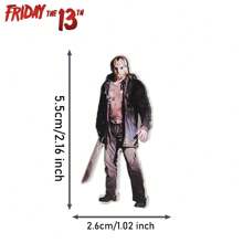 WB 1 buc licențiat oficial Friday The 13th Jason Mask breloc metalic cu insignă și pin unic cu tematică horror pentru rucsac, portofel, geantă, bagaje și îmbrăcăminte, accesoriu creativ elegant pentru fanii filmelor Slasher