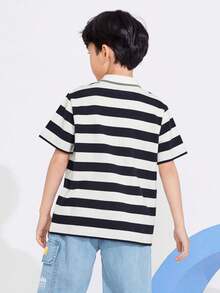 Balabala 男童T恤新款夏季兒童短袖Polo衫 - 藍白色 - 查看 3