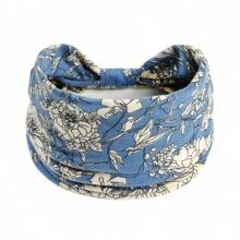 1 Stück Bohemian Stil Frauen Blumen-Muster verdrehtes elastisches Stirnband, breites dehnbares rutschfestes Haartuch für Damen Yoga Make-up Workout, für alle Jahreszeiten, Polyester Faser Turban Stirnband