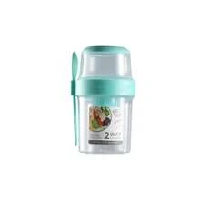 1pc Breakfast On The Go Cups, Salad Cup To Go, Take And Go Yogurt Cereal Overnight Oats Snack Parfait Containers & Salad Dressing Holder With Fork For Lunch, Fruit & Vegetable Jar