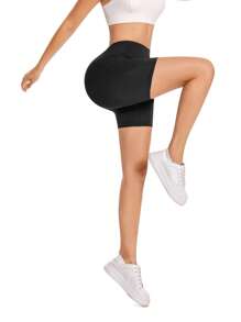 Women's Outdoor Cycling Yoga Leggings, High Waist Casual Shorts For Summer, Workout Skinny Pants With Pockets
