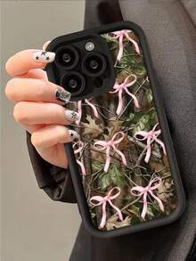 Fashionable Camouflage - Bow Mixed - Pattern Design Phone Case: Popular, Personalized Soft - Touch Ultimate Grip, Waterproof & Durable, Dirt - Resistant Stylish Bumper Cover With Camera Protection. Perfect Gift For Easter Day, Christmas, Halloween. Compatible With For IPhone 16/16Plus/16Pro/16ProMax, 15, 14, 13, 12, 11 Series And More. - màu đen - Xem 2
