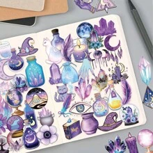 50 Stück Zauber Sticker Set, selbstklebende dekorative Sticker für Aufbewahrungsboxen, Notizbücher, Handyhüllen, Skateboards, Gitarren, Schreibtische, Wände, Geschenke, Schulsachen, Schulanfang
