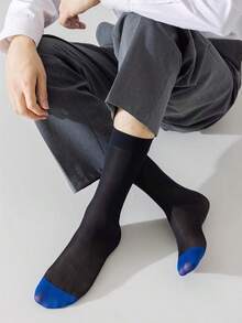 1 par de calcetines de negocios de rayas verticales ultradelgados e invisibles para hombres en verano, calcetines elásticos y duraderos antideslizantes y antipilling para uso diario, ir al trabajo, ocio en casa, viajes al aire libre, otoño - Multicolor - Ver 7