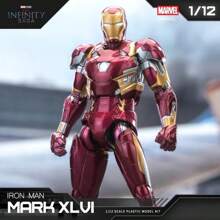 Hasbro Kit de modelo de plástico a escala 1:12 de Iron Man - Variantes múltiples de MK1 a MK7, 3-4 manos intercambiables, 4-6 efectos de llama y misiles (sin luminosidad), coleccionable con empaque de Los Vengadores