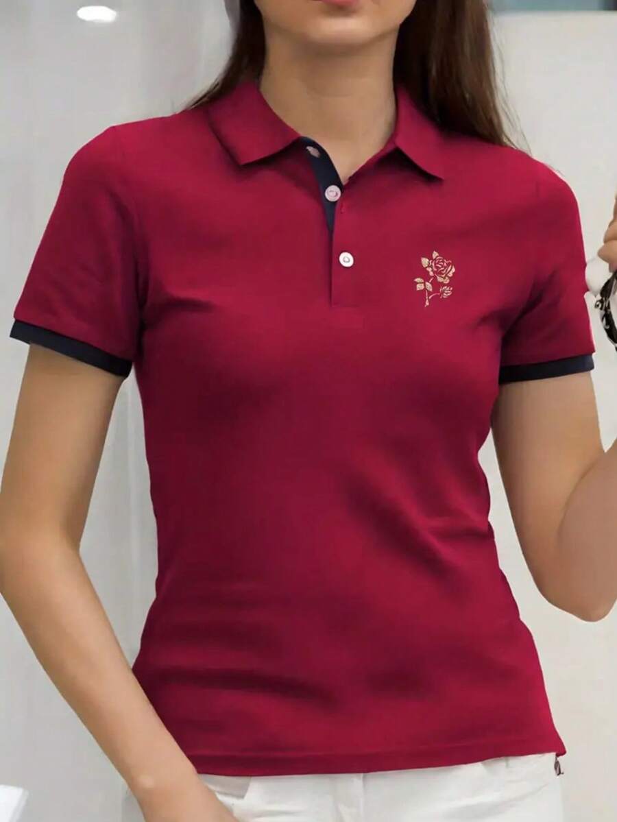 Ladies' Fashion Polo Shirt - Burgundy - View 1