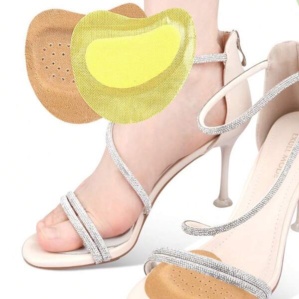 1 Pair Anti-Slip, Breathable Forefoot Cushion Pads, Self-Adhesive Hidden Insoles Suitable For High-Heels, Sandals, And Other Daily Comfortable Shoes