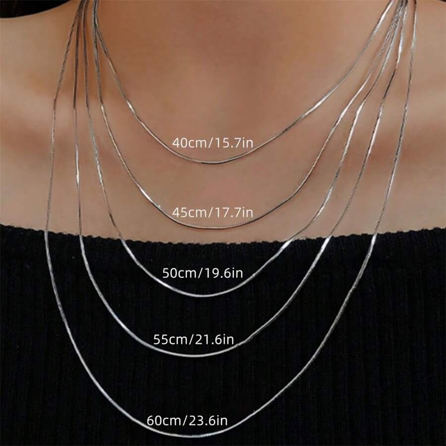 Naszyjnik z łańcuszkiem wężowym ze srebra próby 925 – ultracienki, 1 mm, styl casualowy dla kobiet i dziewcząt, 16/18/20/22/24 cali długości, codzienna elegancja | elegancki design łańcuszka