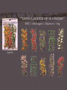 20 Peças/Pacote Adesivos PET com Padrão de Livro de Flor Vintage, Adesivos Decorativos de Álbum DIY para Scrapbooking, Materiais Escolares, De Volta às Aulas