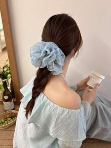 Women's Solid Color 4-Layer Ruched Scrunchie, Soft & Elegant Hair Ring, Hair Tie Scrunchies