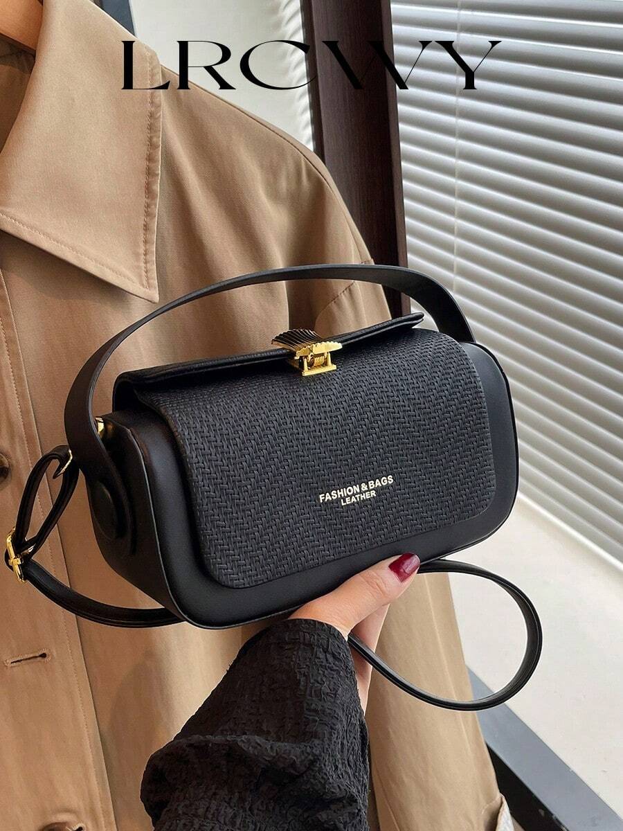 Women's Fashion Oblique Crossbody Square Bag, Elegant Minimalist Design, Large Capacity, Handle Option - Black - View 1