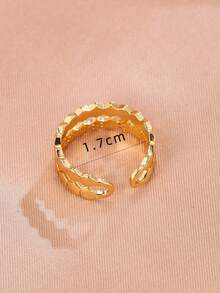 Cubic Zirconia Decor Cuff Ring - Yellow Gold - View 4