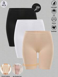 3pcs Women's Solid Color Smooth Seamless Briefs, Comfortable For Cycling, Fitness, And Daily Wear - Multicolor - View 8