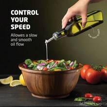 Oil Dispenser Bottle For Kitchen - Glass Oil Bottle Set - Oil & Vinegar Dispenser - Refill Funnel & Pouring Spouts & Labels