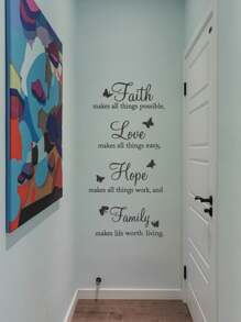 1pc Inspirational Wall Stickers Quotes Letter Wall Art Stickers Motivational Removable Wall Decor Positive Word Butterfly Decals Peel And Stick For Bedroom Living Room Back To School Supplies, Black Wall Stickers, Wall Decal, Vinyl Decal For Home Decorations, Rama Decoration Stickers Gifts Birthday Graduation
