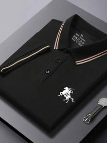 女士Polo衫，饰有小马图案，创意短袖T恤，夏季黑色 - 黑色 - 查看 2