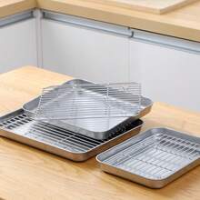 Stainless Steel Baking Sheet Tray Cooling Rack With, Cookie Pan With Cooling Rack, Pizza Crisper, Multipurpose Cooking Sheet Pan, Cooling Rack, Kitchen Cookware Set, Dishwasher Friendly Easy Clean