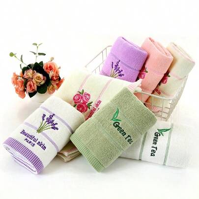 32层提花毛巾，儿童家用日用浴巾，吸水不掉毛成人毛巾，绣花图案毛巾，薰衣草色毛巾