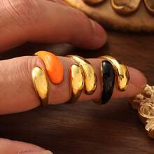 1 件女士 18K 镀不锈钢双水滴油滴戒指，适合约会、工作、日常佩戴和节日 - 款1 - 查看 3