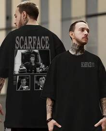 Vintage T-Shirt Scar Face Movie From 1983 With Tony Montana Character By Al Pacino 100% Cotton Blouse - 黑色 - 查看 1