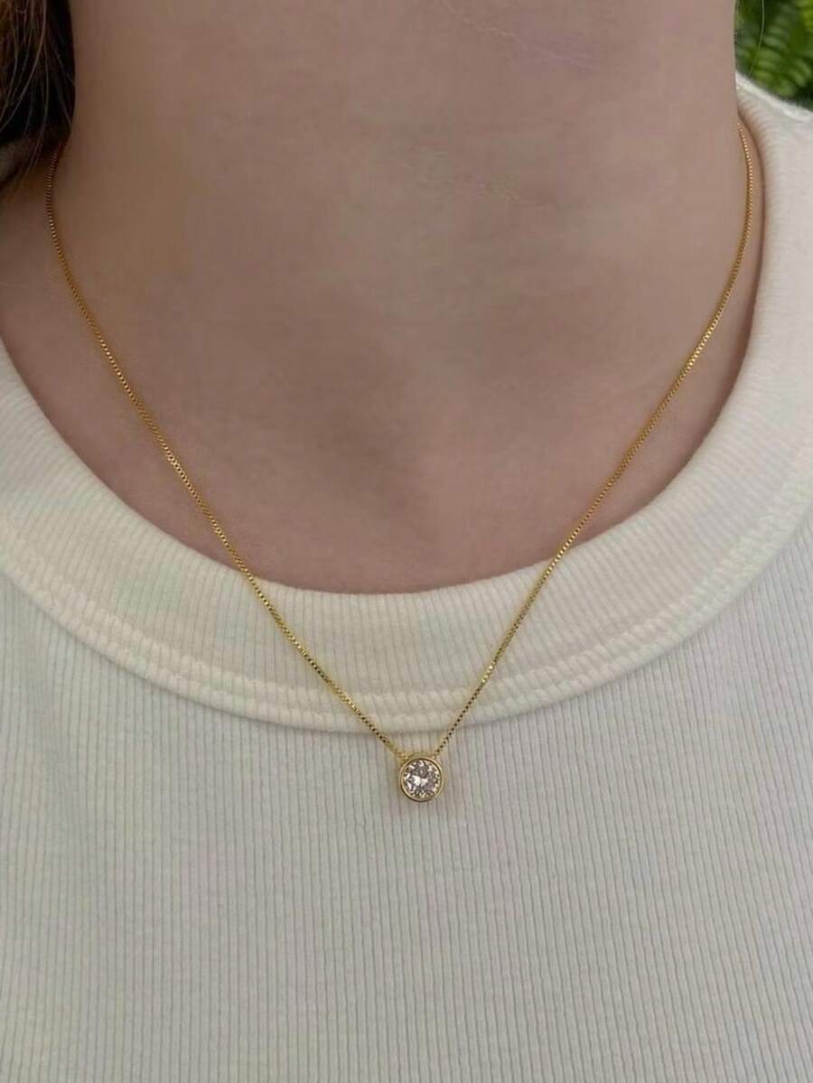 Point Of Light Choker Necklace 18k Gold Plated And 925 Silver Durability 3 Months - 銀色 - 查看 1