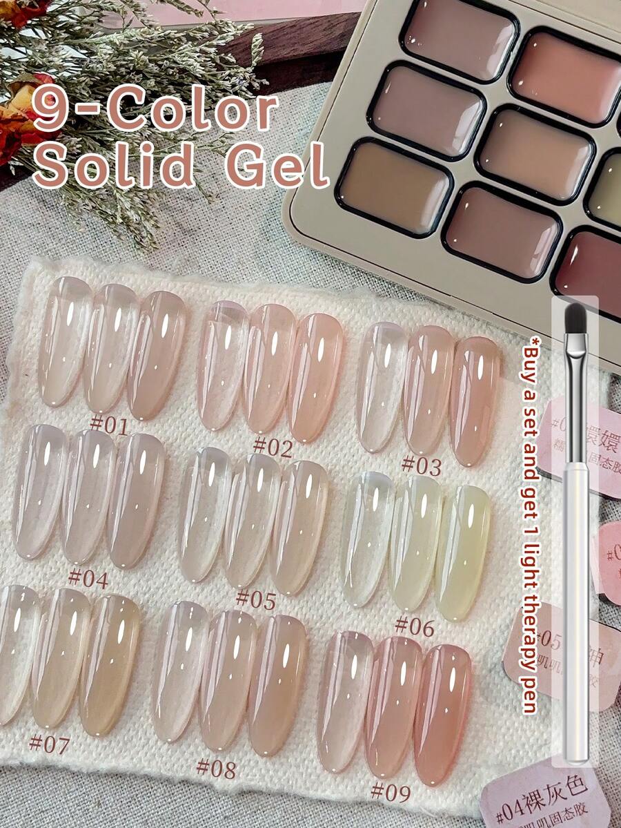 9-Colors Patting Glue Smudge Canned High Saturation Popular Semi-Solid Nail Polish Glue Nail Salon For Summer And Spring Manicure Diy - 彩色 - 查看 1