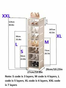 Prateleira Vertical Organizadora de Sapatos com 8 Andares, Gabinete de Armazenamento Estável e Econômico de Espaço, Estrutura de Metal Firme e Fácil DIY de Tecido Não Tecido, Ideal para Closet, Entrada, Corredor e Quarto