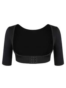 Women Upper Arm Shaper Compression Sleeve Top Short Sleeves Tops Slimming Shapewear Body Shaper Seamless Shaping Top Underwear Undershirts - Black - View 6