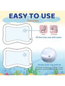 1 pieza Cojín sensorial inflable con forma de medusa, Esterilla de agua de alta gama para posición prona, Alfombra de juegos con animales marinos, Adecuada para juegos al aire libre, Regalo de juguete sensorial inflable - Multicolor - Ver 8