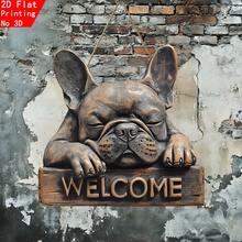 2D Flat, Yard Signs, 1pc, 2D Flat Printing, French Bulldog Sign, "Welcome" Wooden Sign, Cafe, Corridor, Bedroom, Porch, Farmhouse, Garden, Living Room, Corridor Decoration, Graduation Gift, Easter Gift For Family And Friends, Birthday Gift, 2D Flat - Multicolor - View 8