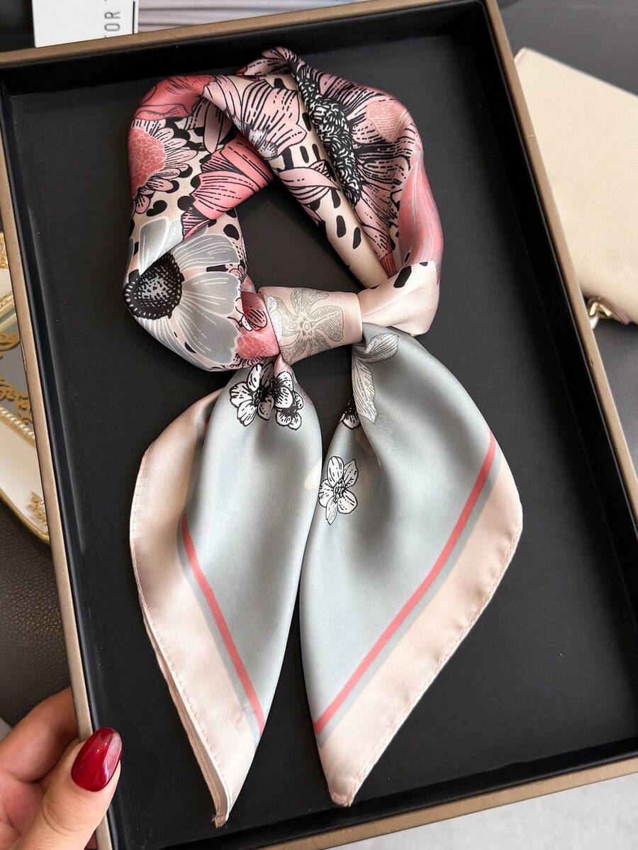 1条女士优雅复古印花薄缎面围巾,仿丝绸材质,波西米亚复古休闲风格,可作围巾、披肩使用,轻盈舒适,适合春夏日常穿着和搭配连衣裙,也是度假和旅行的必备单品。 - 彩色 - 查看 1