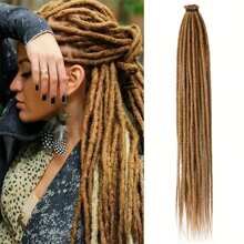 20 Stränge 24 Zoll synthetische Dreadlock Extensions Hippie-Stil einseitig gedreht Farbverlauf Blond 0,6 cm Breite Loc Extensions Reggae-Stil gehäkeltes Haar für Frauen, Halloween, Weihnachten