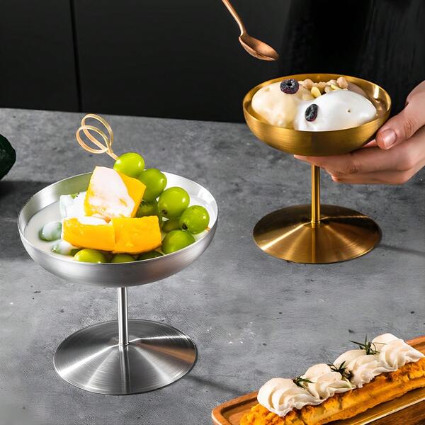 1 Peça Copo de Aço Inoxidável para Sorvete, Copo para Bebida, Copo Alto de Verão para Suco, Milkshake, Sobremesa, Tigela para Pudim e Salada de Frutas