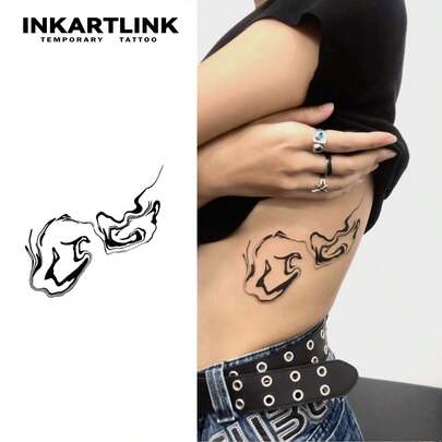 INKARTLINK 1 Sheet 15*10cm Water Ink Line Gradient Herbal Juice Pattern Temporary Tattoo, Magic Tattoo, 15 Days Tattoo, Semi-Permanent Tattoo, Realistic Fake Tattoo, Last 1-2 Weeks