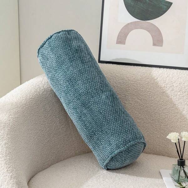 1 Peça Almofada Cilíndrica de Chenille, Adequada para Sofá e Sala de Estar, Fechamento com Zíper com Almofada Interna Separada, Enchimento Fofinho e Macio, Almofada Decorativa para o Lar