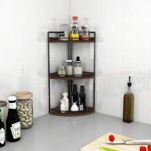 Vanity Tray,Wood Counter Organizer For Kitchen,Bathroom,Dresser (Black) 3-Tier Corner Bathroom Organizer Countertop For Storage - Walnut - View 5