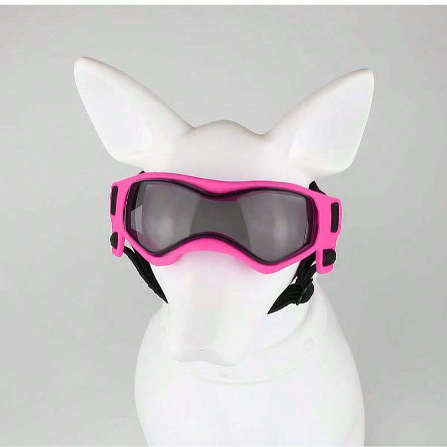 Dog Helmet And Goggles, Small Motorcycle Hat With Adjustable Straps For Walking Your Dog - 玫紅色 - 查看 1