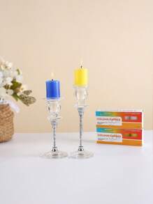 4pcs/Box Candle Pillars, Smokeless Odorless Residue-Free Pillar Candles, 4 Colors, Atmosphere Candles, Blessing Candles, Wish Candles, Lucky Candles, Candle Holder Candles, Wedding Candles, Party Candles, Dining Table Candles