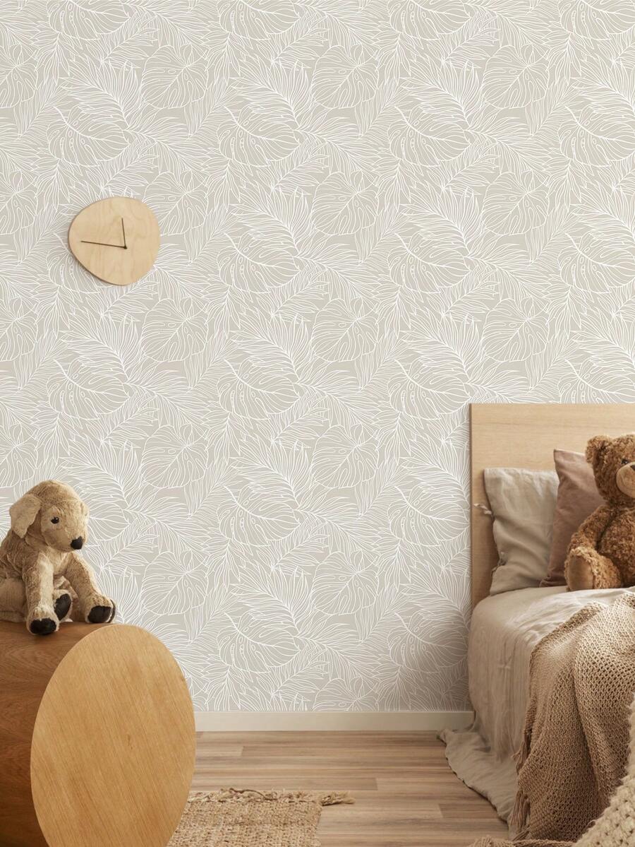 1 pieza de papel tapiz con estampado de líneas con forma de hoja, de quita y pon, duradero, adecuado para habitaciones infantiles, jardines de infancia, estudios, salas de estar y otros espacios interiores para cubrir defectos de la pared y embellecer puertas de gabinetes, mesas y sillas, disponible en 3 tamaños: 17.71x78.74 pulgadas, 17.71x118.11 pulgadas, 17.71x196.85 pulgadas - Multicolor - Ver 1