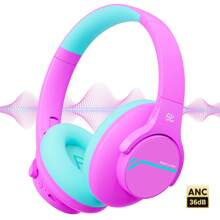 Noise Cancelling Headphones For Kids, Wireless Headphones, 40 Hours Playtime, Safe Volume 74/85/94dB, Type-C Fast Charging, Built-In Microphone, Gift For Kids