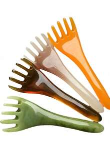 头皮按摩器、刮痧背部按摩器、头部抓挠器便携式手持SPA头部按摩器，深度放松 - 彩色 - 查看 1