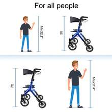 WALK MATE Rollator Walker For Seniors Taller 5.3~7ft With Height-Adjustable Seat, 10 Inch Wheels Wire-Hidden Walkers Compact Folding Design Lightweight Mobility Walking Aid Widen Backrest, Green - Màu xanh hải quân - Xem 5